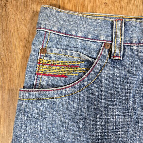 96 NORTH Men’s 40 Denim Shorts Distressed Embroidered Wide Leg Baggy Y2K Style - Picture 11 of 11